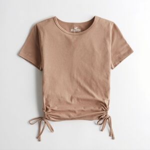 Tan Brown Hollister Must Have Collection Baby Tee Tie Sides Adjustable Small S